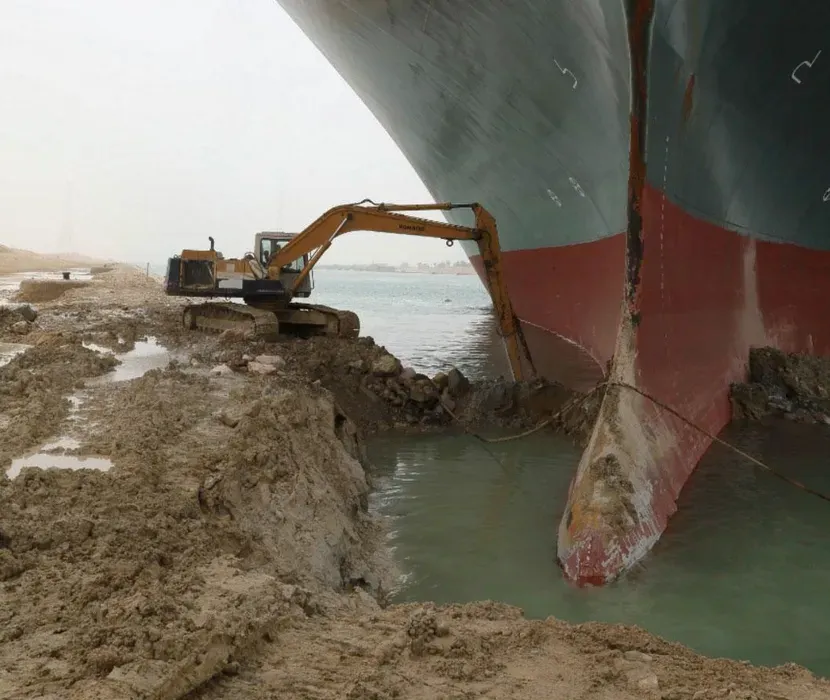 Small digger, big boat